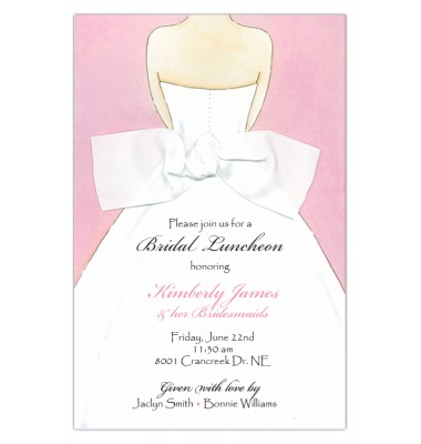 Bridal Shower Invitations, Back Bow Pink, Picture Perfect